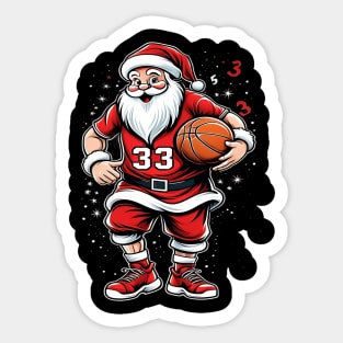 Santa Slam Dunk, Merry Christmas Gift, Basketball Gift Sticker